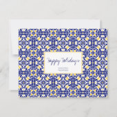 タイル地中海の青と黄色のパターン シーズンカード (正面)