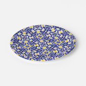 タイル地中海の青と黄色のパターン ペーパープレート (アングル)