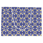 タイル地中海の青と黄色のパターン ラージペーパーバッグ (裏面)