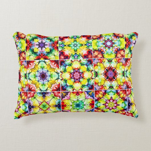 タイル地中海の、アルコールインクタイル、マジョリカ アクセントクッション (正面)