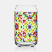 タイル地中海の、アルコールインクタイル、マジョリカ ガラス缶 (正面)