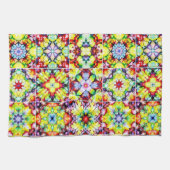 タイル地中海の、アルコールインクタイル、マジョリカ キッチンタオル (横)