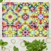 タイル地中海の、アルコールインクタイル、マジョリカ キッチンタオル (折り畳み)