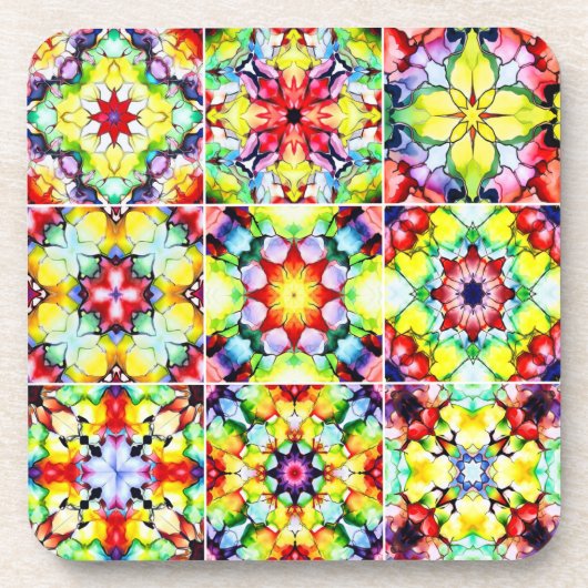タイル地中海の、アルコールインクタイル、マジョリカ コースター (正面)