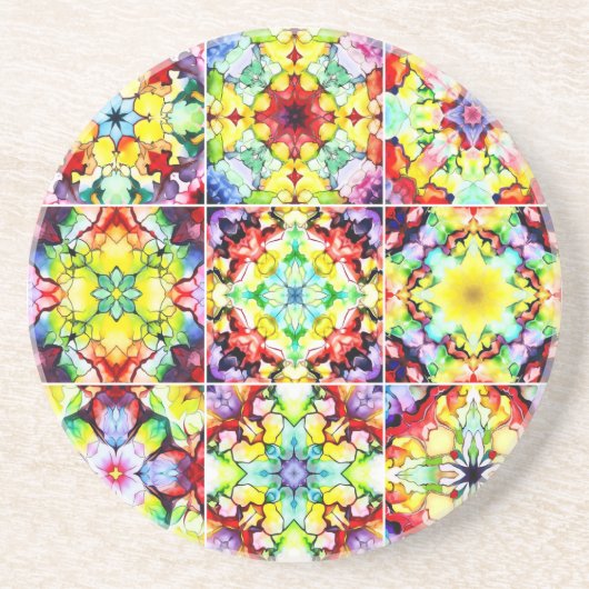 タイル地中海の、アルコールインクタイル、マジョリカ コースター (正面)