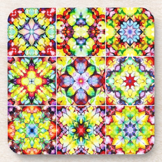 タイル地中海の、アルコールインクタイル、マジョリカ コースター (正面)