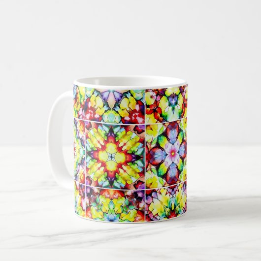 タイル地中海の、アルコールインクタイル、マジョリカ コーヒーマグカップ (正面左)