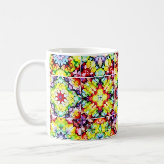 タイル地中海の、アルコールインクタイル、マジョリカ コーヒーマグカップ (左)