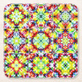 タイル地中海の、アルコールインクタイル、マジョリカ スクエアペーパーコースター (正面)