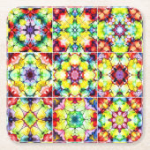 タイル地中海の、アルコールインクタイル、マジョリカ スクエアペーパーコースター (正面)