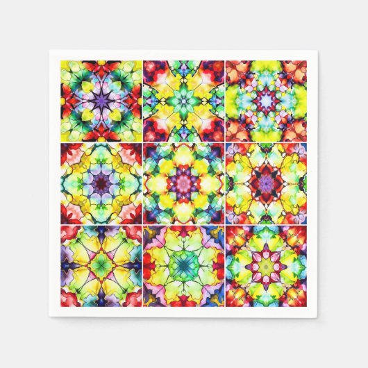 タイル地中海の、アルコールインクタイル、マジョリカ スタンダードカクテルナプキン (正面)