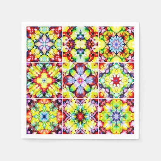 タイル地中海の、アルコールインクタイル、マジョリカ スタンダードカクテルナプキン (正面)