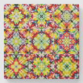 タイル地中海の、アルコールインクタイル、マジョリカ ストーンコースター (正面)