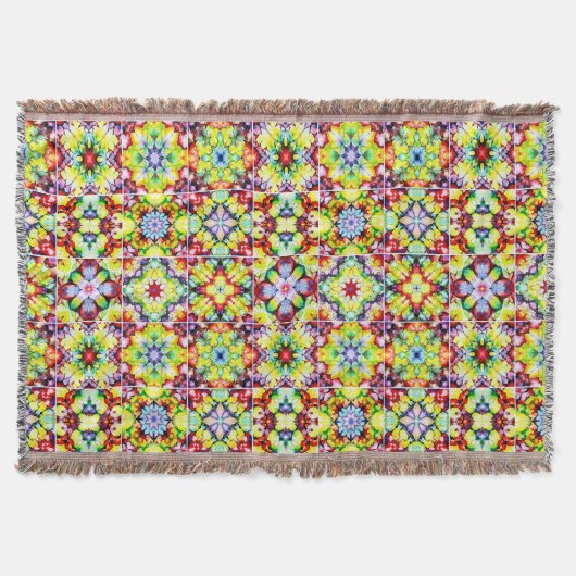 タイル地中海の、アルコールインクタイル、マジョリカ スローブランケット (正面)