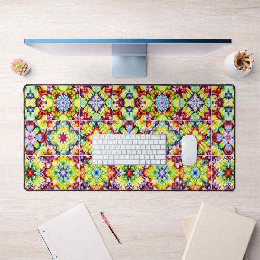 タイル地中海の、アルコールインクタイル、マジョリカ デスクマット (オフィス1)