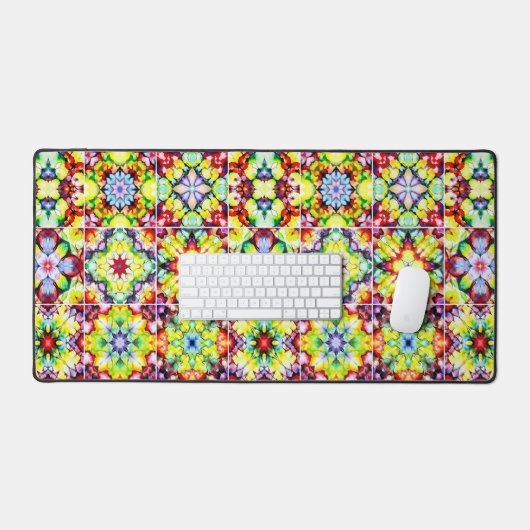 タイル地中海の、アルコールインクタイル、マジョリカ デスクマット (キーボード&マウス)