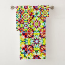 タイル地中海の、アルコールインクタイル、マジョリカ バスタオルセット