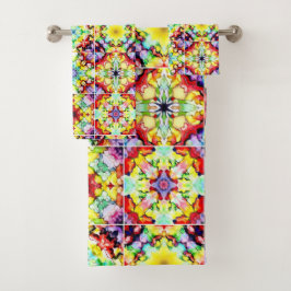 タイル地中海の、アルコールインクタイル、マジョリカ バスタオルセット