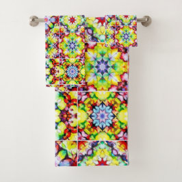 タイル地中海の、アルコールインクタイル、マジョリカ バスタオルセット