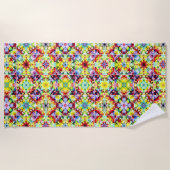 タイル地中海の、アルコールインクタイル、マジョリカ ビーチタオル (正面)