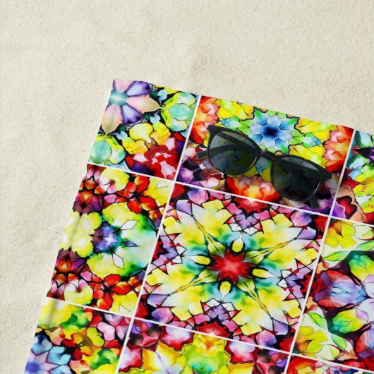 タイル地中海の、アルコールインクタイル、マジョリカ ビーチタオル (インサイチュ)