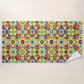 タイル地中海の、アルコールインクタイル、マジョリカ ビーチタオル (正面)