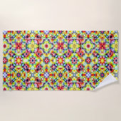 タイル地中海の、アルコールインクタイル、マジョリカ ビーチタオル (正面)