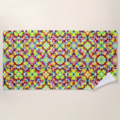 タイル地中海の、アルコールインクタイル、マジョリカ ビーチタオル (正面)