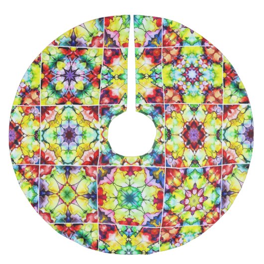 タイル地中海の、アルコールインクタイル、マジョリカ ブラッシュドポリエステルツリースカート (正面)