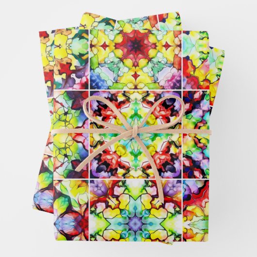 タイル地中海の、アルコールインクタイル、マジョリカ ラッピングペーパーシート (インサイチュ)