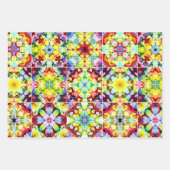 タイル地中海の、アルコールインクタイル、マジョリカ ラッピングペーパーシート (正面)