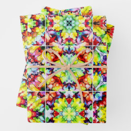 タイル地中海の、アルコールインクタイル、マジョリカ ラッピングペーパーシート