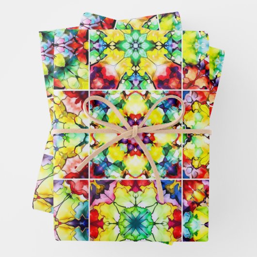 タイル地中海の、アルコールインクタイル、マジョリカ ラッピングペーパーシート (インサイチュ)