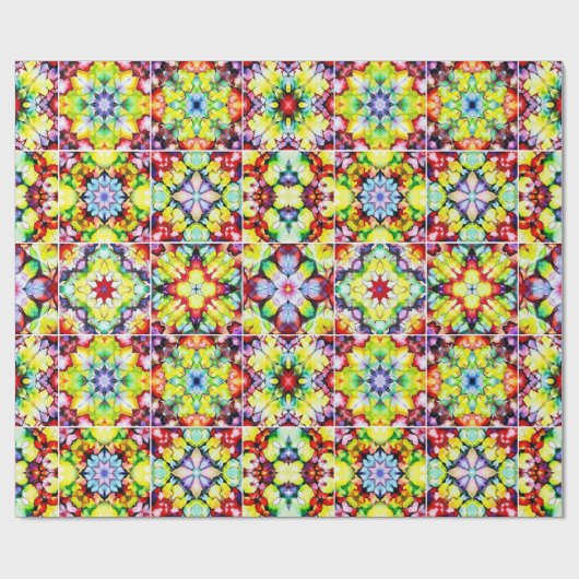 タイル地中海の、アルコールインクタイル、マジョリカ ラッピングペーパー (フラット)