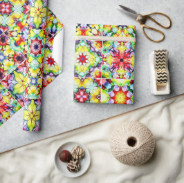 タイル地中海の、アルコールインクタイル、マジョリカ ラッピングペーパー