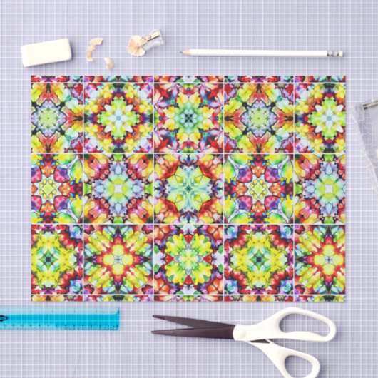 タイル地中海の、アルコールインクタイル、マジョリカ 薄葉紙 (クラフト)