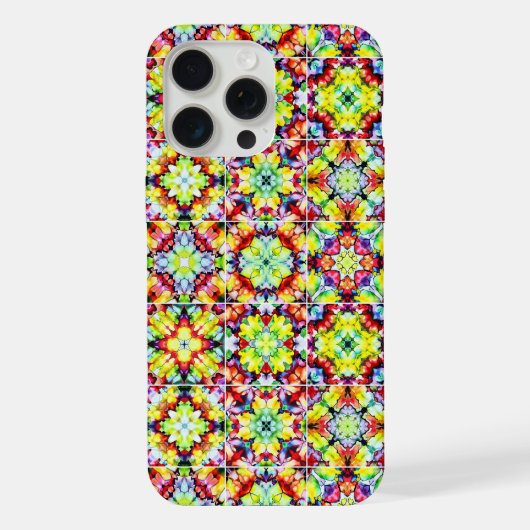 タイル地中海の、アルコールインクタイル、マジョリカ iPhoneケース (裏面)