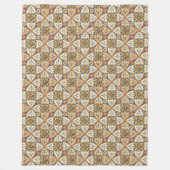 タイル地中海の、ギリシャ模様、テラコッタ フリースブランケット (正面)