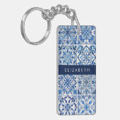 タイル地中海の,ポルトガル語,アズレジョ,あなたの名前 キーホルダー (正面左)
