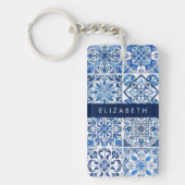 タイル地中海の,ポルトガル語,アズレジョ,あなたの名前 キーホルダー (正面)