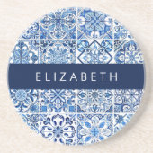 タイル地中海の,ポルトガル語,アズレジョ,あなたの名前 コースター (正面)