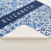 タイル地中海の，ポルトガル語，アズレジョ，あなたの名前 シェルパブランケット (3/4)