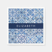 タイル地中海の，ポルトガル語，アズレジョ，あなたの名前 スタンダードカクテルナプキン (正面)