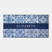 タイル地中海の，ポルトガル語，アズレジョ，あなたの名前 デスクマット (正面)
