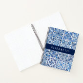 タイル地中海の,ポルトガル語,アズレジョ,あなたの名前 ノートブック (内部)
