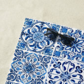 タイル地中海の，ポルトガル語，アズレジョ，あなたの名前 ビーチタオル (インサイチュ)