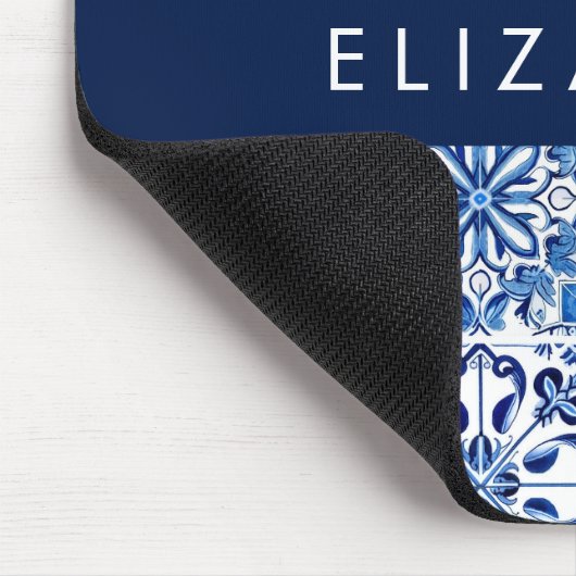 タイル地中海の，ポルトガル語，アズレジョ，あなたの名前 マウスパッド (コーナー)