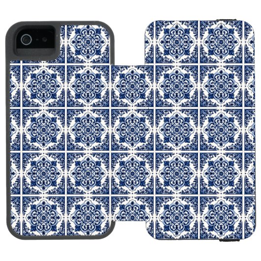 タイル地中海の、ポルトガル語、アズレジョ、マジョリカ INCIPIO iPhoneウォレットケース (フォリオ Open)