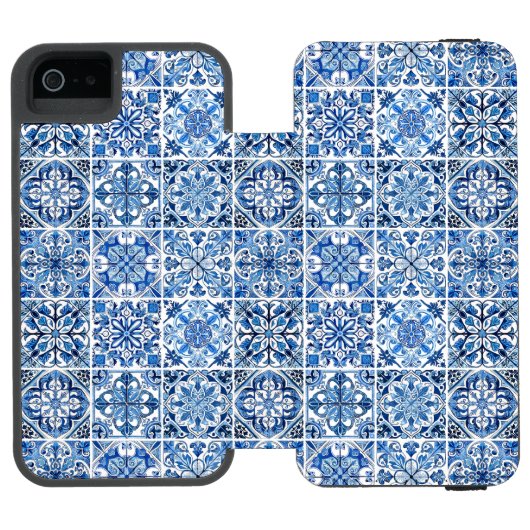 タイル地中海の、ポルトガル語、アズレジョ、マジョリカ INCIPIO iPhoneウォレットケース (フォリオ Open)