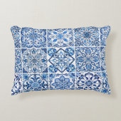 タイル地中海の，ポルトガル語， Azulejo, Majolica アクセントクッション (正面)